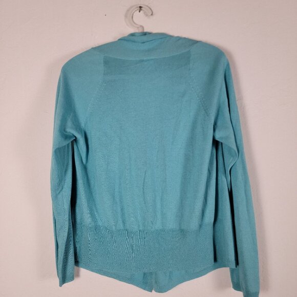 Oska Womens Button-Up Cardigan Sweater Size 1 Turquoise Silk Cashmere Blend - Picture 2 of 8